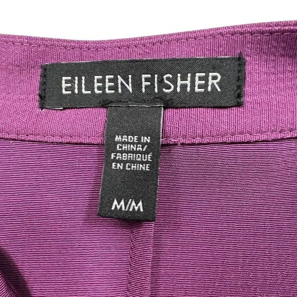Eileen Fisher Tie Waist Button-Down Dress in Currant Purple Size Medium - Picture 5 of 7